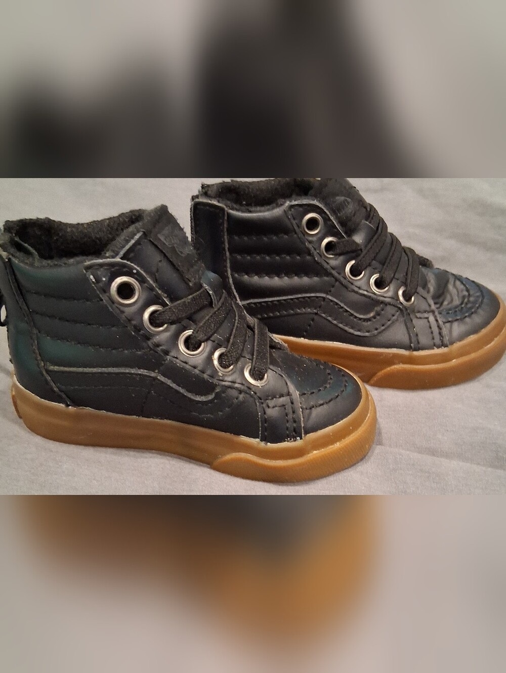 Vans Leather Black High Top Shoes 4.5c , Vans Baby Shoes , Leather Vans